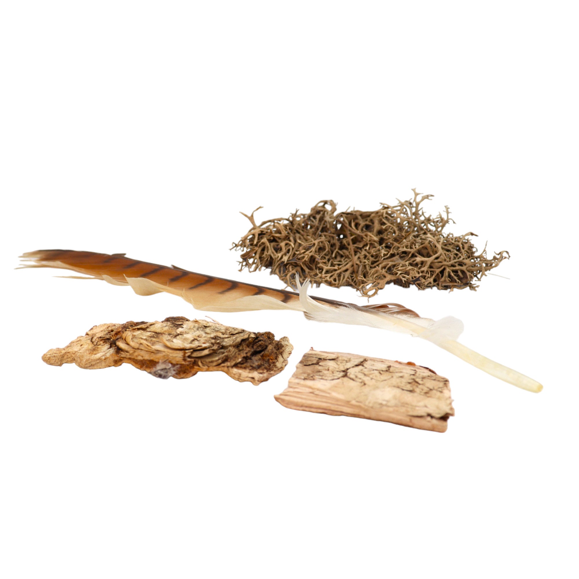 Walddeko (z.B. Baumrinde, Moos, Federn)