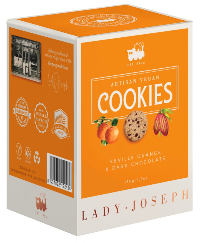 Gebäck mit Orange und dunkler Schokolade, vegan, 130 g