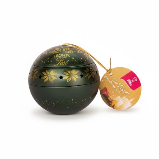 Teelichtkugel "Oh Tannenbaum" gefüllt mit Nougat, 80 g